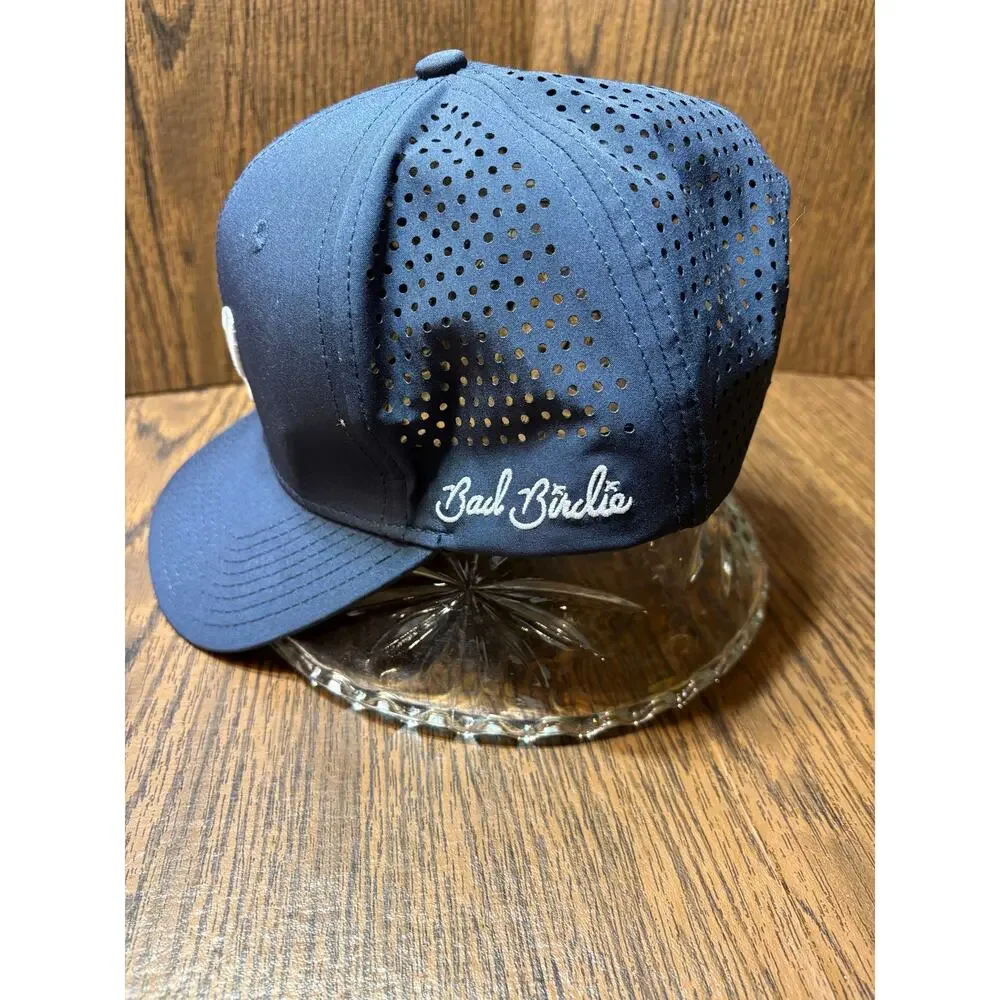 Bad Birdie Mens Navy Snapback Golf Hat Perforated Performance Bird Logo